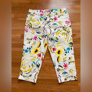 Woman Within Floral Festival Print Cropped cotton Pants Size 16W